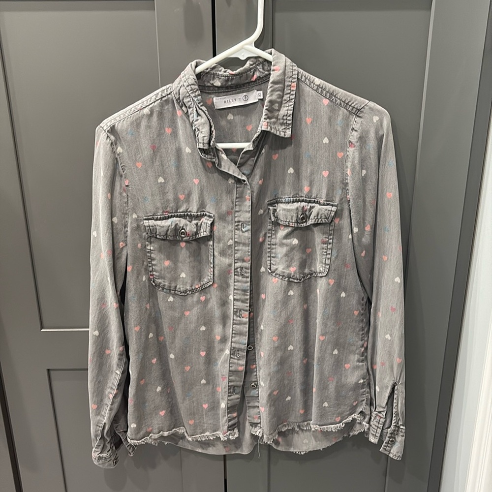 Billy T heart button down shirt